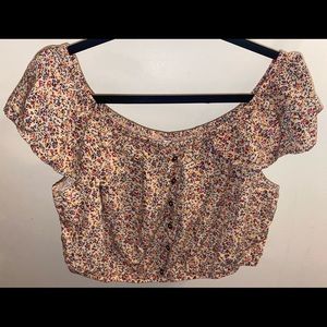 Foral off shoulder crop top